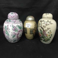 Lot 248 - SIX VARIOUS GINGER JARS AND COVERS including a...