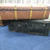 Lot 274 - LARGE METAL TRAVEL TRUNK along with another...