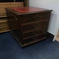 Lot 283 - MAHOGANY RED LEATHER TOPPED FILING CABINET
