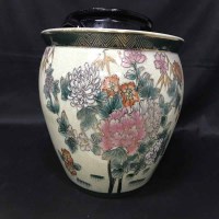 Lot 287 - DECORATIVE FLORAL CERAMIC PLANTER and one other