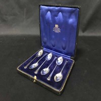 Lot 310 - SET OF SILVER COFFEE SPOONS in case