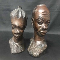 Lot 316 - TWO AFRICAN WOODEN BUSTS