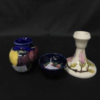 Lot 379 - SMALL MOORCROFT STYLE VASE along with a...