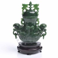 Lot 316 - MID 20TH CENTURY CHINESE JADE LIDDED VASE with...