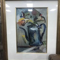 Lot 390 - * BETH HUNTER, STILL LIFE WITH DECANTER AND...
