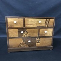 Lot 393 - APPRENTICES PARQUETRY CABINET with six drawers,...