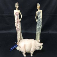 Lot 410 - PAIR OF ART DECO STYLE LADY FIGURES along with...