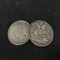 Lot 417 - VICTORIAN SILVER CROWN DATED 1897 along with a...