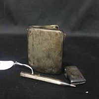 Lot 423 - SILVER CIGARETTE CASE along with a silver...