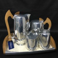 Lot 465 - PICQUOT WARE TEA SERVICE with serving tray