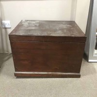 Lot 485 - HARDWOOD BLANKET CHEST with two swing handles