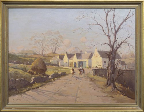 Lot 118 - R FORSYTH, RURAL SCENE WITH CATTLE oil on...