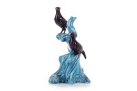 Lot 1020 - 20TH CENTURY CHINESE MODEL OF TWO BIRDS...