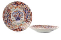 Lot 1065 - PAIR OF JAPANESE IMARI LARGE WALL CHARGERS the...