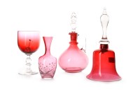 Lot 1212 - FOUR PIECES OF VICTORIAN CRANBERRY GLASS...