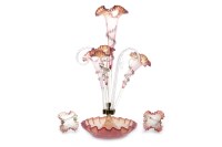 Lot 1222 - VICTORIAN OPALSCENT GLASS EPERGNE constructed...