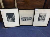 Lot 85 - THREE ETCHINGS BY T PATERSON of architectural...