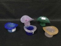 Lot 133 - TWO VASART GLASS POSY HOLDERS and three others...