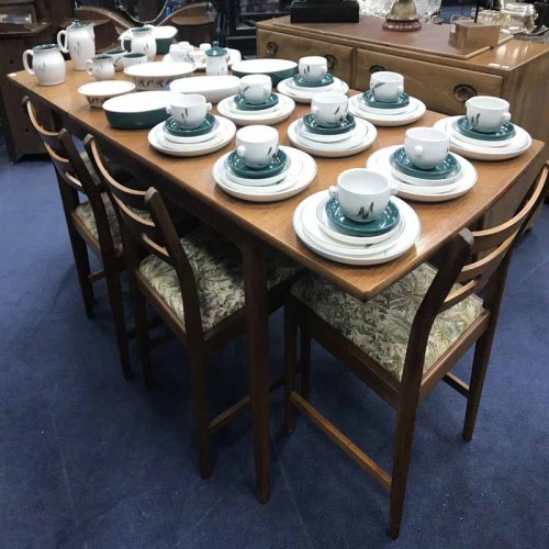 Lot 140 - RETRO TEAK DINING TABLE AND FOUR CHAIRS