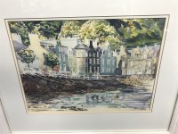 Lot 185 - * RONNIE LECKIE, HARBOUR SCENE watercolour on...