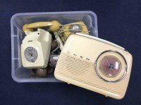 Lot 201 - SIX VINTAGE TELEPHONES together with a Bush radio