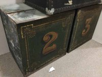 Lot 202 - THREE LARGE VICTORIAN GROCERS TIN TEA CHESTS...