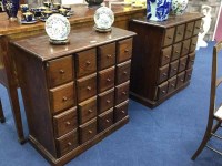 Lot 221 - PAIR OF REPRODUCTION STAINED WOOD SPICE CHESTS