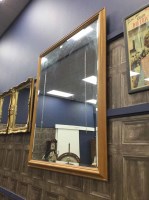 Lot 223 - LARGE RECTANGULAR WALL MIRROR along with two...