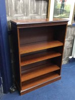 Lot 253 - MAHOGANY COFFEE TABLE with tile top and a...