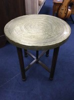 Lot 258 - EASTERN BRASS TOPPED OCCASIONAL TABLE