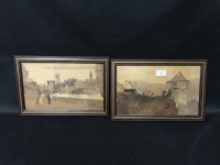 Lot 275 - PAIR OF PARQUETRY PANELS OF LANDSCAPE SCENES