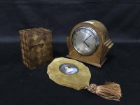 Lot 278 - ART DECO MANTEL CLOCK along with opera glasses,...