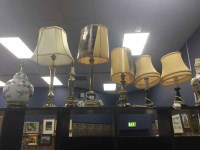 Lot 282 - LOT OF BRASS AND OTHER LAMPS