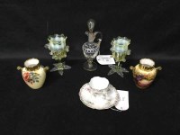 Lot 302 - TWO MINIATURE AYNSLEY VASES together with a...