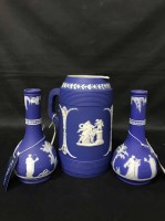 Lot 303 - WEDGWOOD JASPER WARE JUG together with two...