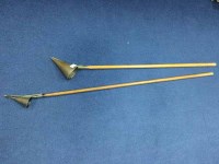 Lot 320 - TWO VICTORIAN WOODEN SHAFTED AND BRASS CHURCH...