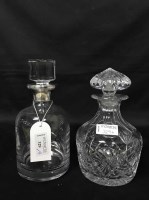 Lot 329 - SILVER COLLARED DECANTER with Birmingham...