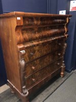 Lot 414 - VICTORIAN MAHOGANY OGEE CHEST OF DRAWERS