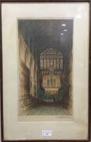 Lot 425 - EDWARD SHARLAND CATHEDRAL INTERIOR coloured...