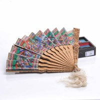 Lot 420 - 20TH CENTURY CHINESE WOOD FAN with painted and...