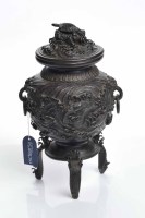 Lot 423 - 19TH CENTURY CHINESE BRONZE CENSER decorated...