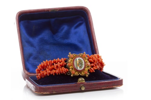 Lot 20 - EARLY NINETEENTH CENTURY CORAL AND MICROMOSAIC...