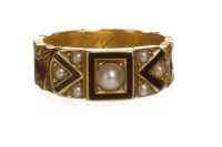 Lot 31 - LATE VICTORIAN GOLD, ENAMEL AND PEARL MOURNING...