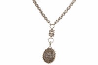 Lot 32 - ORNATE LATE VICTORIAN SILVER LOCKET ON CHAIN...