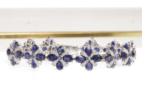 Lot 45 - SAPPHIRE AND DIAMOND BRACELET formed by...