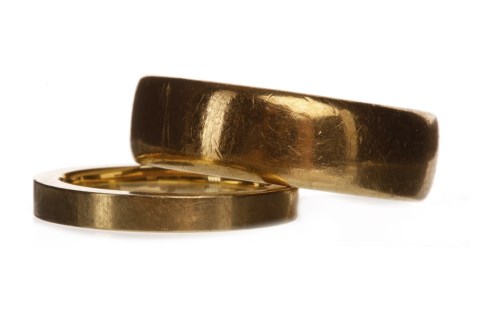 Lot 114 - TWO NINE CARAT GOLD WEDDING BANDS one size Y,...