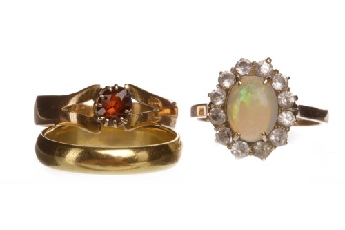 Lot 137 - OPAL AND WHITE GEM SET RING unmarked, size O,...