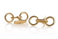 Lot 142 - PAIR OF GOLD CUFF LINKS each formed by two...