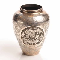 Lot 450 - EARLY 20TH CENTURY IRANIAN SILVER VASE of...