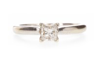 Lot 165 - DIAMOND SOLITAIRE RING set with a six claw...
